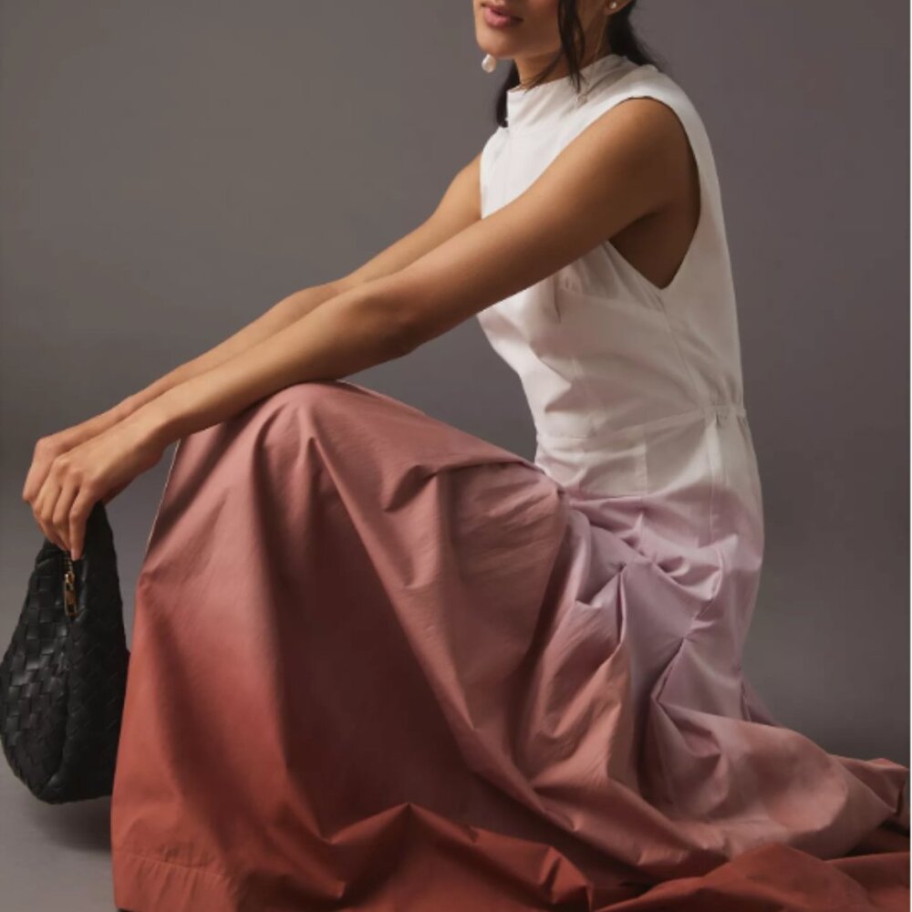 Anthropologie S/W/F Open Back pink & white dress